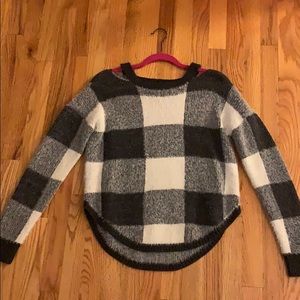 Black and white patchwork express sweater